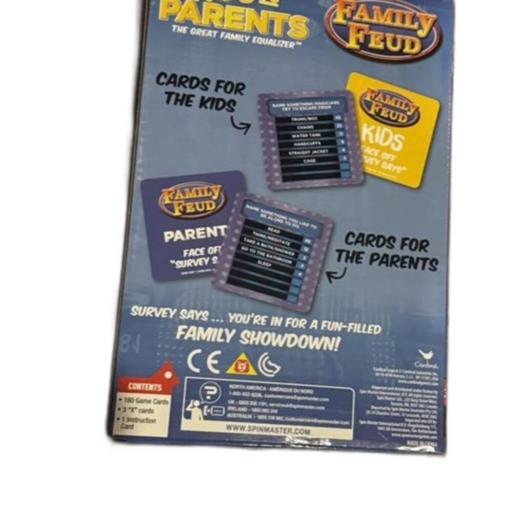 Family Feud Kids vs Parents Card Game NEW Sealed Spin Master 150 Card Family Gam - Picture 2 of 2